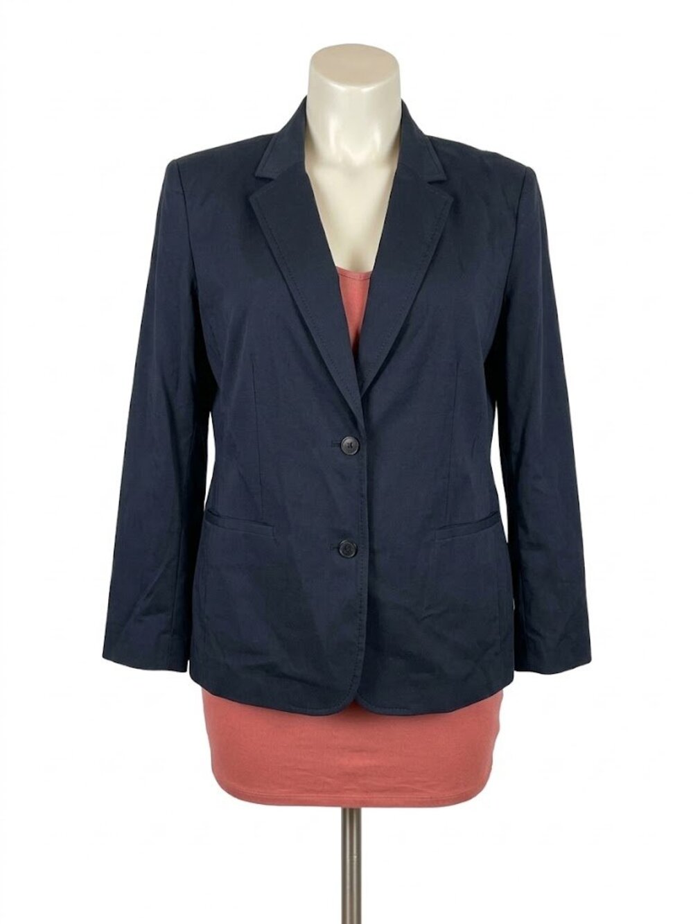 Eileen Fisher Navy Organic Cotton Stretch Unstructured Blazer XL